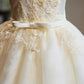 Champagne Tulle Lace Short Prom Dress, Off the Shoulder Evening Party Dress