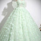 Green Tulle Long A-Line Formal Dress, Beautiful Off the Shoulder Party Dress