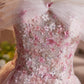 Light Blue/Pink Tulle Floral Long Prom Dress, Beautiful A-Line Off the Shoulder Party Dress