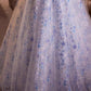 Light Blue/Pink Tulle Floral Long Prom Dress, Beautiful A-Line Off the Shoulder Party Dress