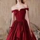 Burgundy Satin Long Prom Dress, Cute A-Line Evening Party Dress