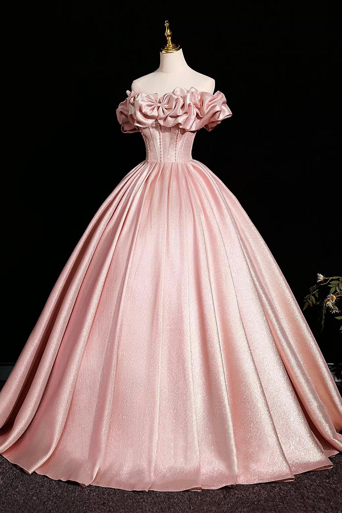 Beautiful Pink Prom Dresses Ball Gown, A-line Backless Prom Formal Dresses