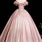 Beautiful Pink Prom Dresses Ball Gown, A-line Backless Prom Formal Dresses