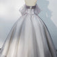 Gray Tulle Floor Length Formal Dress, Off the Shoulder A-Line Evening Party Dress