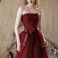 Beautiful A-Line Floor Length Prom Dress, Burgundy Tulle Lace Party Dress