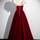 Burgundy Velvet Floor Length Prom Dress, Beautiful A-Line Evening Party Dress