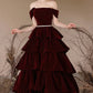 Burgundy Velvet Long Prom Dress, Lovely A-Line Off the Shoulder Formal Sweet 16 Dress