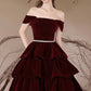 Burgundy Velvet Long Prom Dress, Lovely A-Line Off the Shoulder Formal Sweet 16 Dress