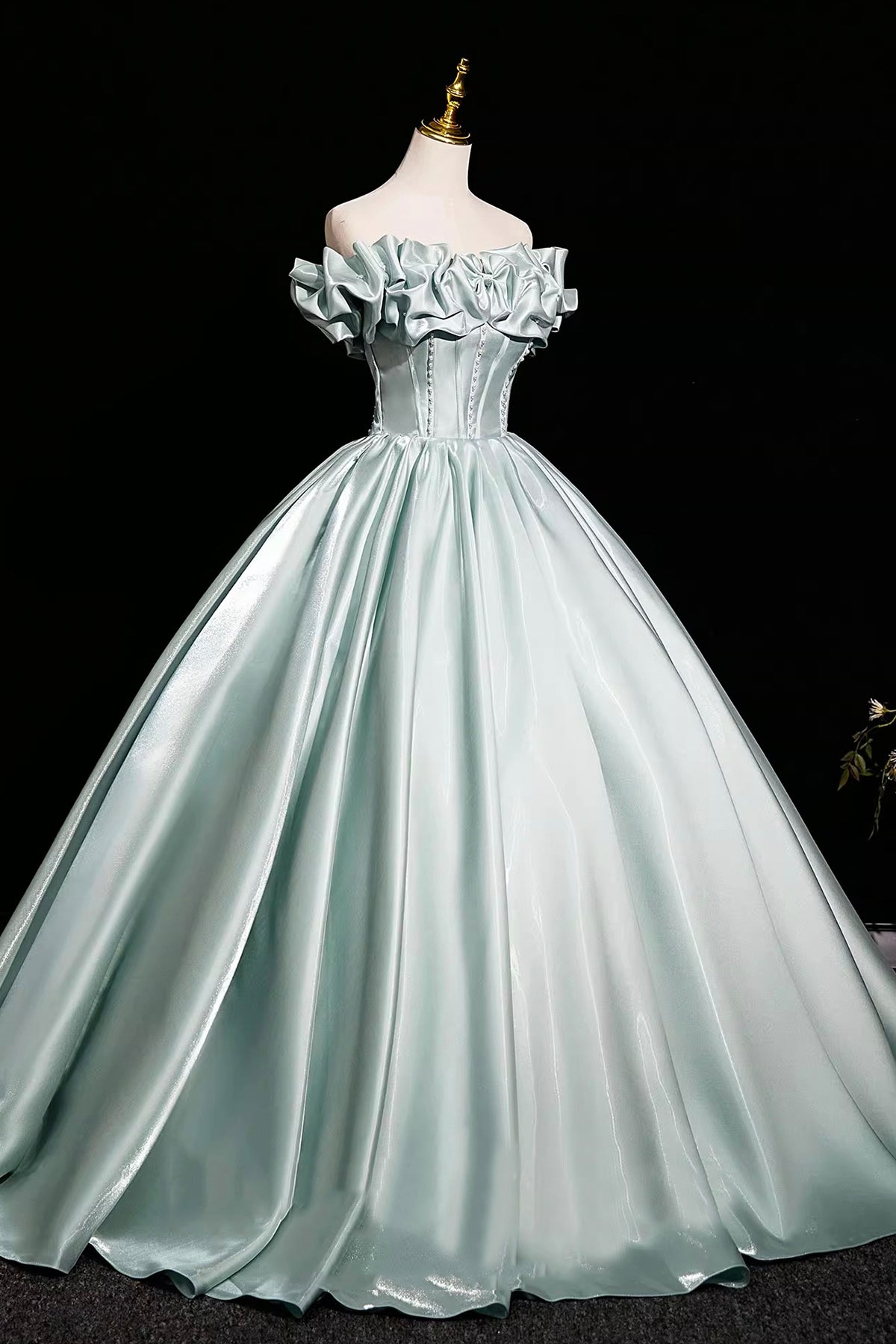 Beautiful Aqua Green  Prom Dresses Ball Gown, A-line Backless Prom Formal Dresses