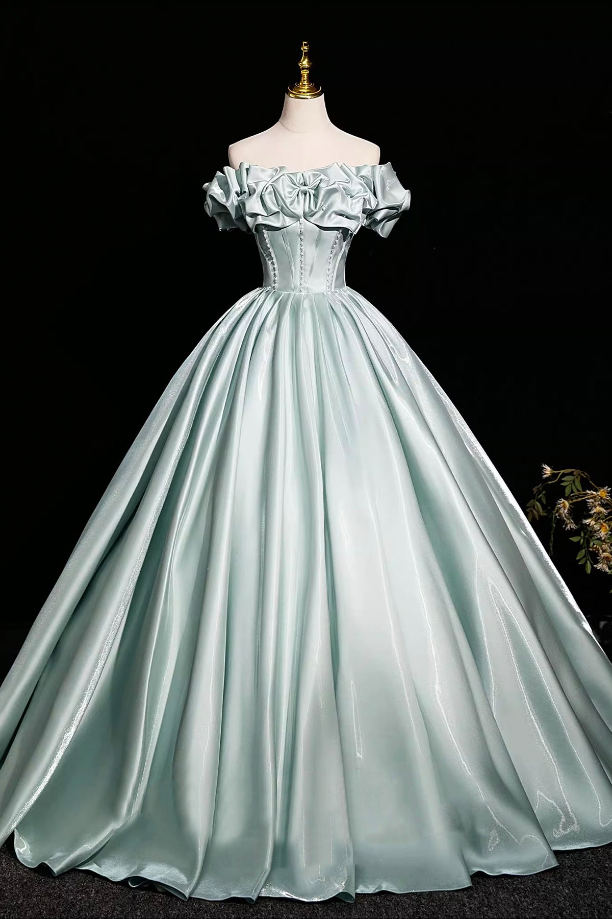 Beautiful Aqua Green  Prom Dresses Ball Gown, A-line Backless Prom Formal Dresses
