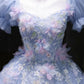 Blue Tulle Sequins Long Prom Dress, Lovely A-Line Evening Party Dress