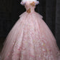Pink Tulle Sequins Long Prom Dress, Pink A-Line Evening Party Dress