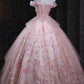 Pink Tulle Sequins Long Prom Dress, Pink A-Line Evening Party Dress