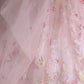 Pink Tulle Sequins Long Prom Dress, Pink A-Line Evening Party Dress