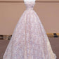 A-Line Tulle Flowers Long Formal Dress, Beautiful Strapless Evening Party Dress