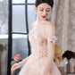 Pink Tulle Flowers Long Prom Dress, Beautiful A-Line Evening Party Dress