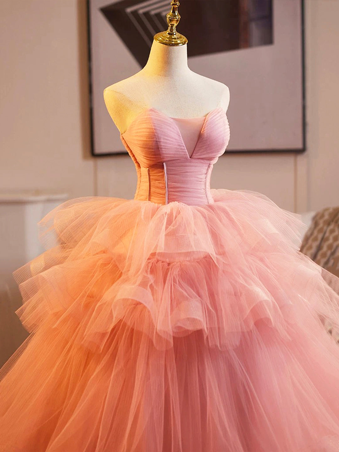 Pink Sweet 16 Dress, Beautiful A-Line Tulle Formal Party Gown