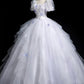 Gray Tulle Sequins Long Prom Dress, A-Line Short Sleeve Evening Party Dress