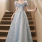 Lovely Tulle Lace Floor Length Prom Dress, Beautiful A-Line Evening Formal Dress