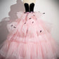 Black Velvet and Pink Tulle Long Prom Gown, Beautiful A-Line Formal Party Gown