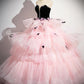 Black Velvet and Pink Tulle Long Prom Gown, Beautiful A-Line Formal Party Gown