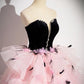 Black Velvet and Pink Tulle Long Prom Gown, Beautiful A-Line Formal Party Gown