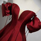 Burgundy Satin Floor Length Prom Dress, A-Line Strapless Evening Party Dress