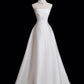 White Satin Long Prom Dress with Pearl, Elegant A-Line Strapless Evening Party Dress