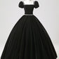 Black Velvet Long Formal Dress, Elegant A-Line Short Sleeve Evening Party Dress