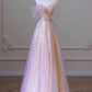 Beautiful Tulle Sequins Long Prom Dress, A-Line Light Purple Evening Party Dress