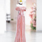 Pink Off the Shoulder Party Dress, Beautiful Backless Floor Length Evening Dress