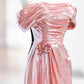 Pink Off the Shoulder Party Dress, Beautiful Backless Floor Length Evening Dress