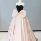 Black Velvet and Pink Satin Long Prom Dress, Beautiful A-Line Party Dress