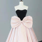 Black Velvet and Pink Satin Long Prom Dress, Beautiful A-Line Party Dress