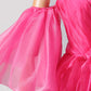 Hot Pink Tulle Long Prom Dress, A-Line Sweetheart Neck Evening Dress with Slit