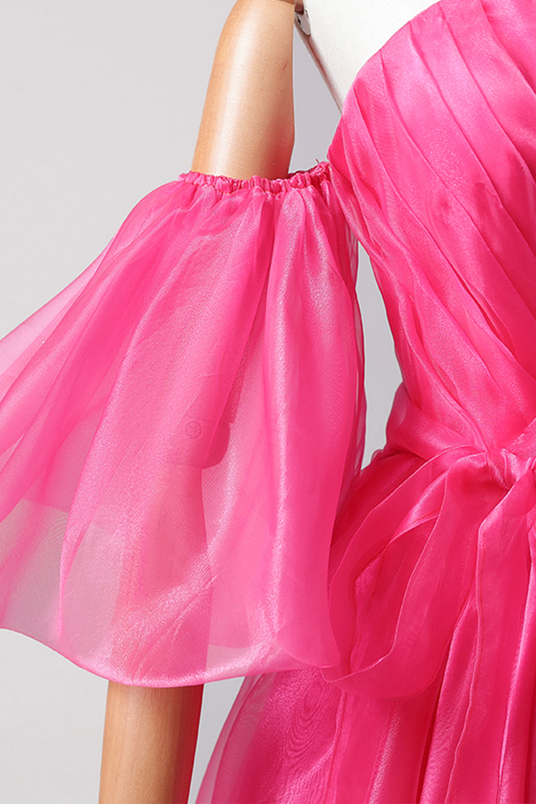 Hot Pink Tulle Long Prom Dress, A-Line Sweetheart Neck Evening Dress with Slit