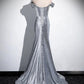 Silver Sequins Floor Length Prom Dress, Mermaid Off the Shoulder Party Dress