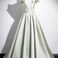 A-Line Green Strapless Floor Length Prom Dress, Simple Evening Party Dress