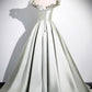 A-Line Green Strapless Floor Length Prom Dress, Simple Evening Party Dress