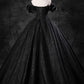 Black Shiny Tulle Floor Length A-Line Prom Dress, Off the Shoulder Evening Party Dress