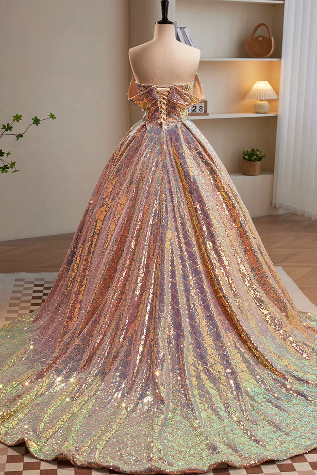 Shiny Sequins Long Prom Dress, Off the Shoulder Evening Party Dress