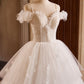 A-Line Spaghetti Strap Lace Beaded Party Dress, Ivory Floor Length Formal Prom Dress