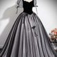 Black Velvet Tulle Long Prom Dress, Black A-Line Evening Party Dress