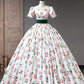 Lovely Cherry Pattern Long Princess Prom Dress, White A-Line Evening Party Dress