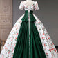 Lovely Cherry Pattern Long Princess Prom Dress, White A-Line Evening Party Dress