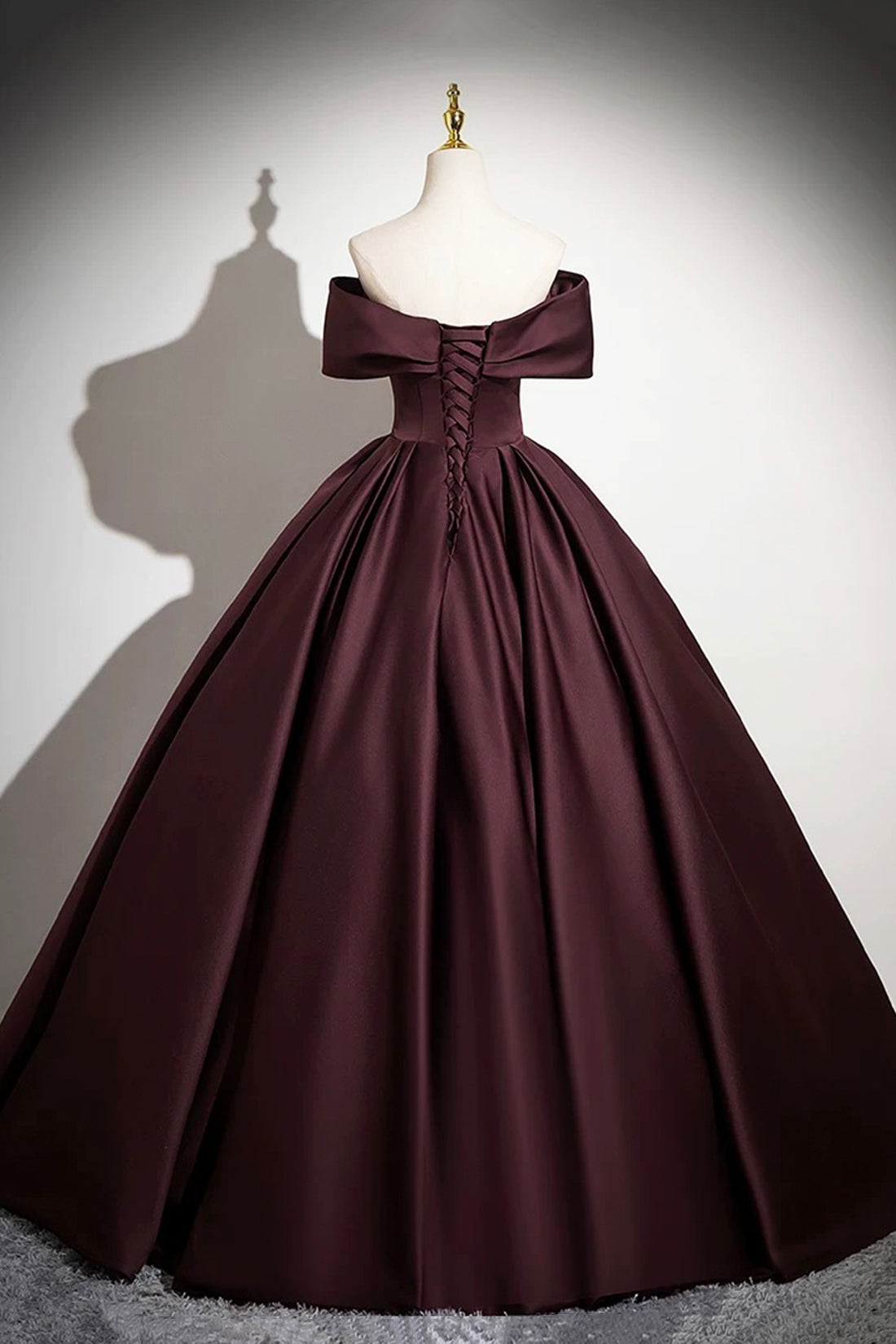 Burgundy Satin Floor Length Formal Dress, Elegant A-Line Party Gown