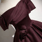 Burgundy Satin Floor Length Formal Dress, Elegant A-Line Party Gown