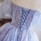 Lilac Tulle Sequins Short Prom Dress, Beautiful A-Line Evening Party Dress