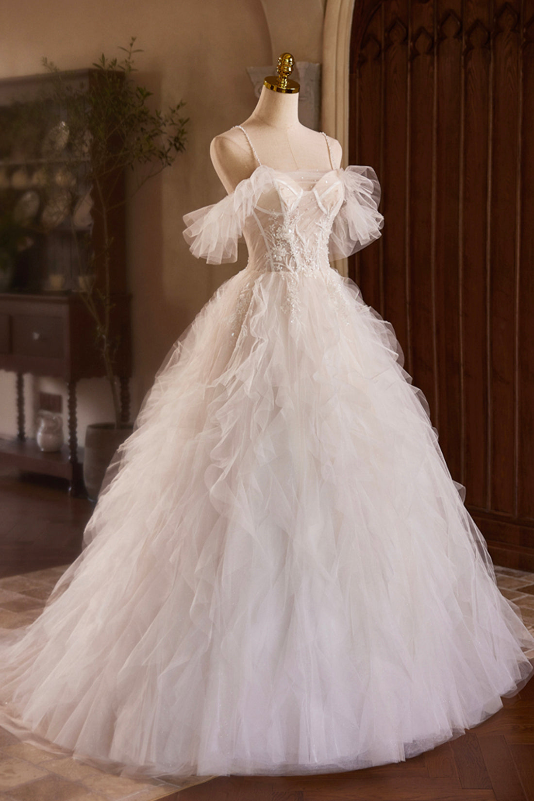 princess dress layers Dressime A Line Strapless Princess Tulle Tiered Layers Ruffles Long Pr dressime