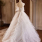 Champagne Sweetheart Layers Princess Dress, A-Line Spaghetti Straps Tulle Formal Gown